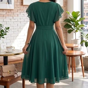 Emerald Grace Midi Dress