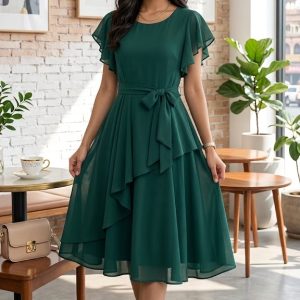 Emerald Grace Midi Dress